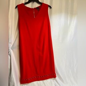 THE LIMITED  FLAME SCARLET RED STRAIGHT DRESS with PEEKABOO PEARLS - Size 8
